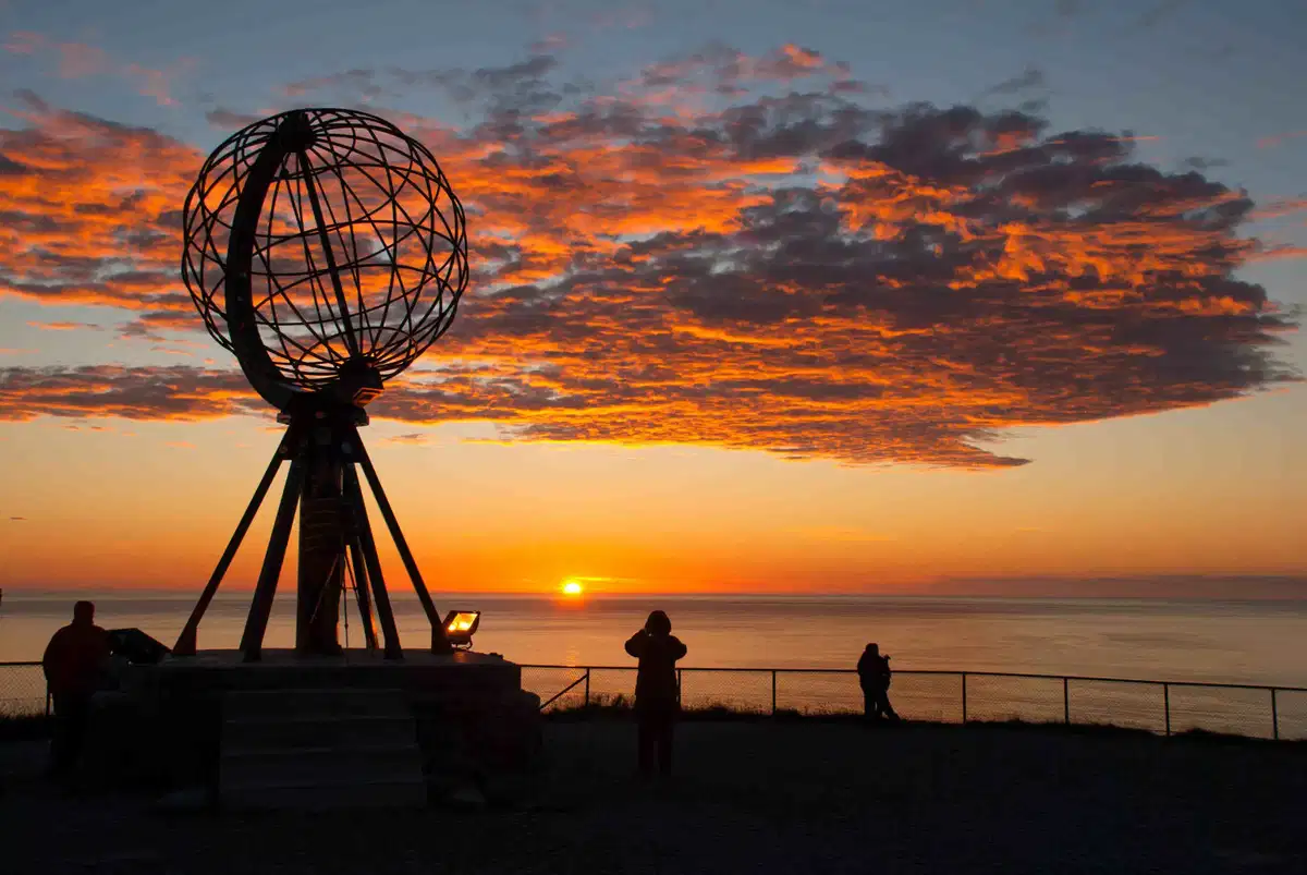 North Cape globe view with midnight sun
